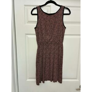 LOFT Sleeveless Fit & Flare Dress Women’s Small Black Pink Leaf Print Lined